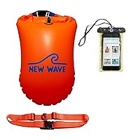 New Wave Swim Buoy 20L Orange PVC and Phone Pouch Bundle