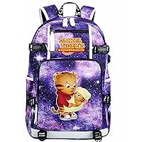 Student Daniel the Tiger's Durable Bookbag with USB Charge Port-Large Travel Knapsack Canvas Daypack for Teen
