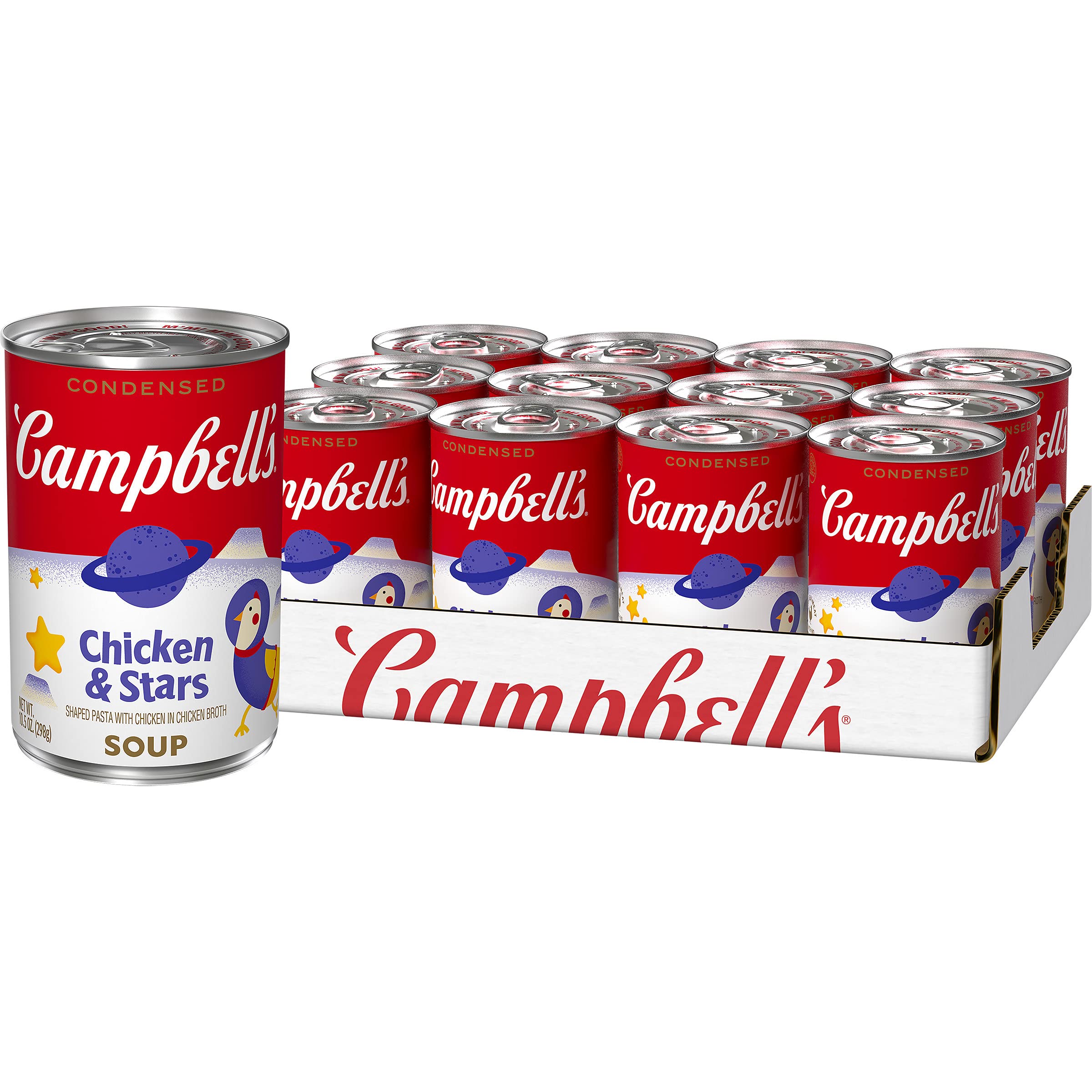 Campbell's Condensed Kids Soup, Chicken & Stars Soup, 10.5 Ounce Can (Pack of 12) (Packaging May Vary)