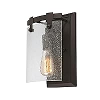 Westinghouse Lighting 6352300 Burnell One-Light Indoor, Oil Rubbed Bronze Finish with Clear Seeded Glass Wall Fixture, Black