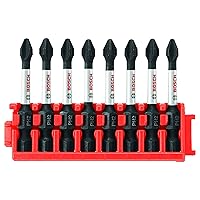 BOSCH CCSPH2208 8-Pack 2 In. Impact Tough Phillips P2 Power Bits with Clip for Custom Case System