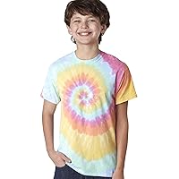 Dyenomite Youth Multi-Color Spiral T-Shirt M Aerial Spiral