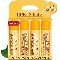 Burt's Bees Lip Balm Easter Basket Stuffers - Original Beeswax, Lip Moisturizer With Responsibly Sourced Beeswax, Tint-Free, Natural Origin Conditioning Lip Treatment, 4 Tubes, 0.15 oz.