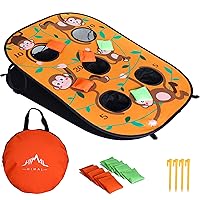 Himal Outdoors Collapsible Portable 5 Holes Cornhole Game Cornhole Set Bounce Bean Bag Toss Game with 10 Bean Bags,Tic Tac Toe Game Double Games (3 x 1-Feet, Single Board)