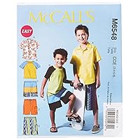 McCall's Patterns M6548 Children's/Boys' Shirt, Top and Shorts, Size CCE (3-4-5-6)