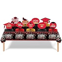 KatchOn, Black and Red Graduation Tablecloth 2024 | Pack of 12 | Red and Black Graduation Centerpieces for Tables 2024 | Red Graduation Decorations Class of 2024 | Red Graduation Decorations 2024
