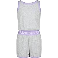 Calvin Klein Girls' Performance Romper, Sleeveless Pull-on Style With Waistband and Logo Detailing