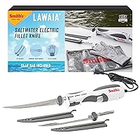 Lawaia Electric Fillet Knife 51233-2 Removable 8” Serrated Stainless Steel Blades w/Sheath - Fillet Glove & Mesh Storage Bag - Fishing, Outdoor, Hunting Electric Knife - 6 ft Power Cord, White