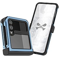 Ghostek ATOMIC slim Galaxy Flip 4 Case Clear Back with Blue Aluminum Metal Bumper Premium Rugged Heavy Duty Shockproof Protection Phone Cover Designed for 2022 Samsung Galaxy Z Flip4 (6.7 Inch) (Blue)