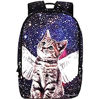 Galaxy Cat Printed School Backpack Lightweight Shoulder Bags for Teen Girls Blue
