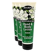ShiKai Gardenia Hand & Body Lotion (8oz, Pack of 3) | Daily Moisturizing Skincare for Dry and Cracked Hands | With Aloe Vera & Vitamin E