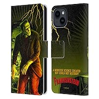 Head Case Designs Officially Licensed Universal Monsters Yellow Frankenstein Leather Book Wallet Case Cover Compatible with Apple iPhone 15