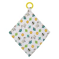 Sassy Baby Larry Llama and Cactus Multi-Colored Print 100% Cotton Muslin Security Baby Blanket with Teether