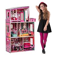 ROBOTIME Doll House, Wooden Dollhouse Large (43.3