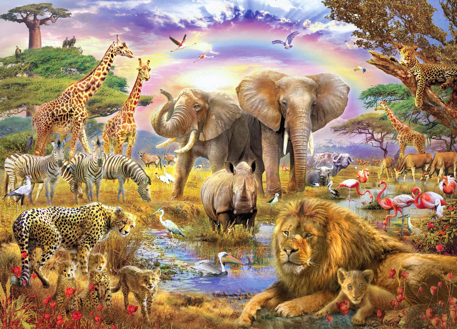 Jigsaw Puzzles 1000 Pieces African Animal Puzzles Animal World Jigsaw Puzzles for Adult Teens Kids Jungle Scene Jigsaw Puzzles Game Toy Gift Home Decoration