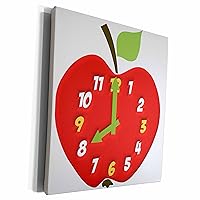 3dRose Edmond Hogge Jr Prints n Patterns - Red Apple Clock - Museum Grade Canvas Wrap (cw_127754_1)