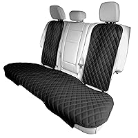 FH Group Car Seat Cushion Rear Set Black Faux Leather Automotive Seat Cushions - Universal Fit, Rear Car Seat Cushions With Non-slip Silicone Backing for SUV, Sedan, Van, Black - Rear Set