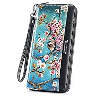 APHISON Women's Wallets Large Capacity Clutch Wallet For Women Ladies Wallets Clearance Credit Card Holder Womens RFID Wallet Moon Cute Cow Cat Elephant Fox Cell Phone Purse