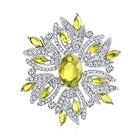 Fashion Large Statement Vintage Style Simulated Gemstone Crystal Scarf Flower Art Deco Brooch Pin For Women