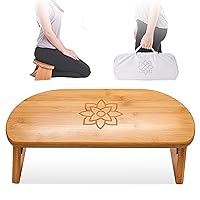 Mindful Modern Folding Meditation Bench - Bamboo Kneeling Stool with Locking Magnetic Hinges - Portable Cross Legged Folding Seiza Chair w/Travel Bag
