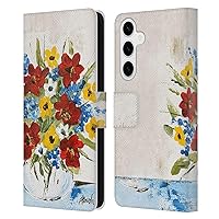 Head Case Designs Officially Licensed Haley Bush Patriotic Floral Painting Leather Book Wallet Case Cover Compatible with Samsung Galaxy S24+ 5G