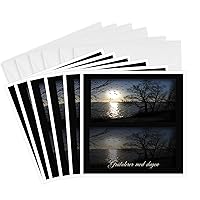 3dRose Across The Lake Gratulerer Med Dagen Happy Birthday in Norwegian Greeting Cards, 6 x 6 Inches, Set of 6 (gc_40462_1)