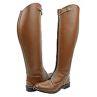 Women Ladies Invader-1 Polo Players Boots Tall Knee High Leather Equestrian Tan
