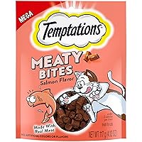 TEMPTATIONS Meaty Bites, Soft and Savory Cat Treats, Salmon Flavor, 4.12 oz. Pouch