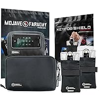 Mission Darkness Phone & Keyfob Faraday Bag Bundle - Collection Includes 1 Mojave Faraday Phone Bag + Keyfob Shield (2-Pack). RF Shielding, Anti-tracking & Hacking, EMF Reduction, EMP Protection.