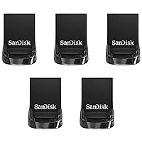 SanDisk 64GB 5-Pack Ultra Fit USB 3.1 Flash Drive (5x64GB) - SDCZ430-064G-B5CT, Black