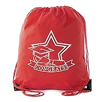 Senior Graduation Drawstring Backpacks Personalized Party Favor Cinch Bags - Congrats Star - 10PK Red CA2500Grad S6
