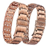 KGP® 3X Magnetic Copper Bracelet with Strength Magnets for Men,99.99% Pure Copper Therapy Bracelets for Arthritis and Joint,Adjustable Copper Magnetic Field Bracelet with Premium Fold-Over Clasp