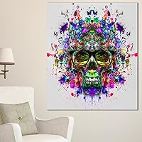 Skull with Glasses and Paint Splashes-Abstract Glossy Metal Wall Art-12x28, 12x28, Green