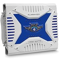 Hydra Marine Amplifier - Upgraded Elite Series 1000 Watt 4 Channel Bridgeable Amp Tri-Mode Configurable, Waterproof, MOSFET Power Supply, GAIN Level Controls and RCA Stereo Input(PLMRA420)