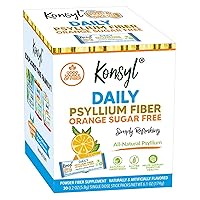 Konsyl Daily Fiber Orange 100% Natural Psyllium Husk Powder - Sugar Free and Gluten Free - 30 Individual Stickpacks
