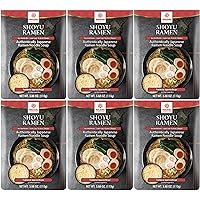 Hakubaku Japanese Ramen Noodle Soup, SHOYU, 3.88oz (Pack of 6), Authentic Japanese ramen non-fried & soft noodles, shelf-stable