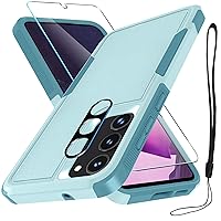 RMOCR for Samsung Galaxy S23 Case with Tempered Glass Screen Protector and Camera Lens Protector, Heavy Duty Shockproof Case for Galaxy S23 6.1 inch,Mint Green