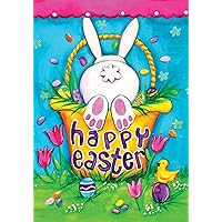 Toland Home Garden 102610 Bunny Tail Easter Flag 28x40 Inch Double Sided Easter Garden Flag for Outdoor House Eggs Flag Yard Decoration