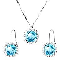 Franki Baker Square Blue Topaz CZ & Sterling Silver Necklace & Earring Set