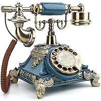 EnergyPower Luxury Antique Dial Phone Analog Phone No Power Required Mechanical & Electronic 2 Kinds of Bell Retro Interior Old European Style Landline Phone Black Phone Vintage Rotating Cafe Hotel