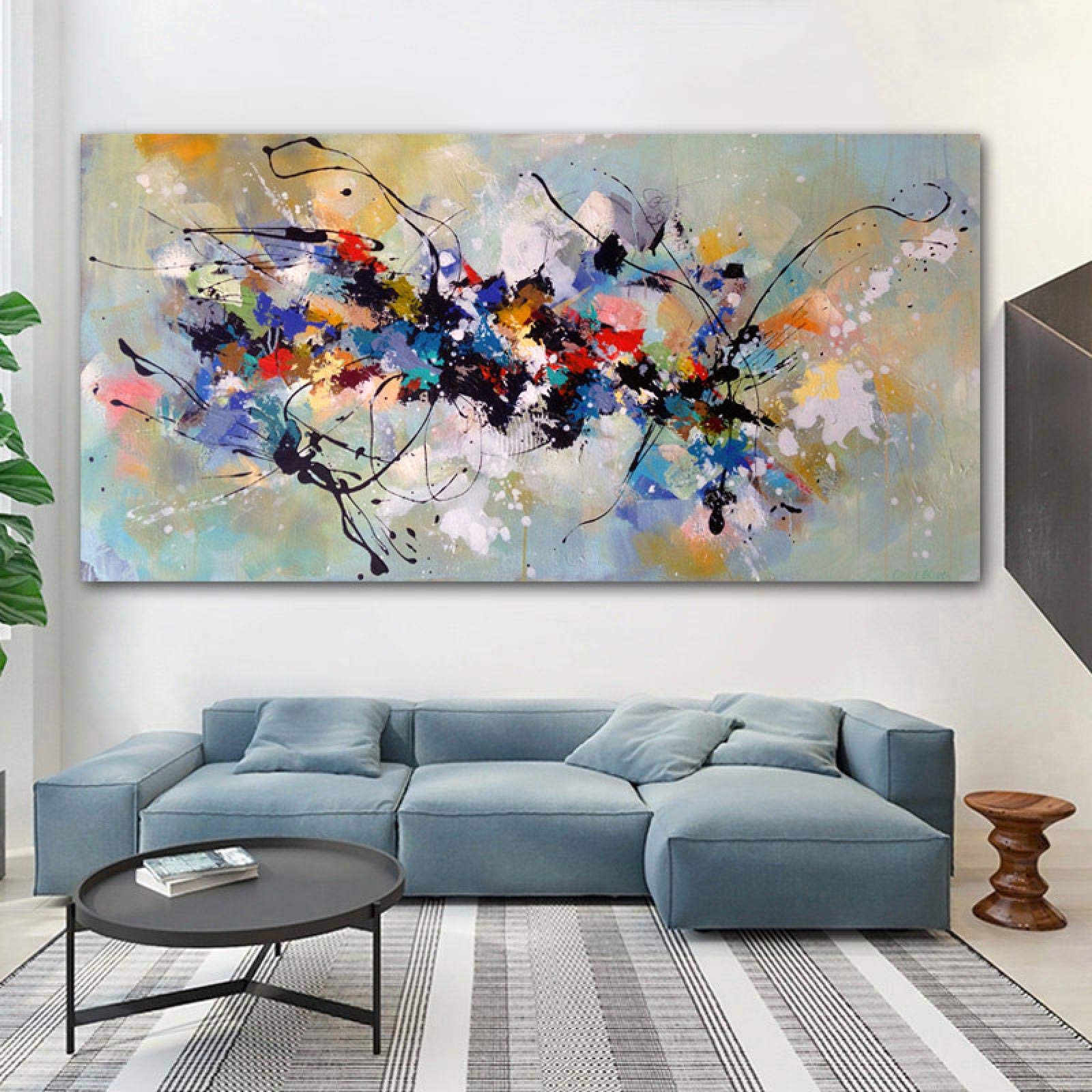 ZhaoyangArt Modern Abstract Painting on Canvas Colorful Posters and Print Scandinavian Wall Art Picture for Living Room Home Decoration 75x150cm(30...