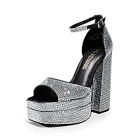 DREAM PAIRS High Heels Chunky Block Platform Heels for Women Ankle Strap Sexy Open Square Toe Heels Dressy Pumps Sandals