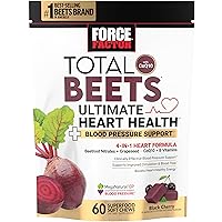 FORCE FACTOR Total Beets Ultimate Heart Health Blood Pressure Support Chews with CoQ10, Beet Root Powder, Grape Seed Extract, Blood Pressure Supplement for Circulation & Blood Flow, 60 Soft Chews