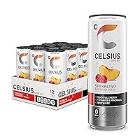 CELSIUS Sparkling Raspberry Peach, Functional Essential Energy Drink 12 Fl Oz (Pack of 12)