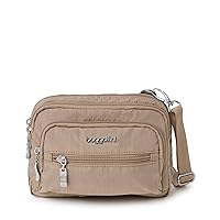 Triple Zip Small Crossbody Bag for Women - 8x6 inch Convertible Fanny Pack Belt Bag - Lightweight Water-resistant