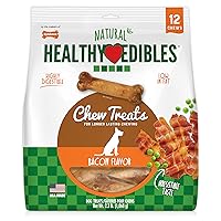 Nylabone Healthy Edibles Natural Dog Chews Long Lasting Bacon Flavor Treats for Dogs, Medium/Wolf (12 Count)