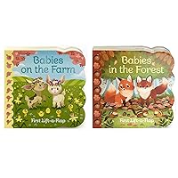 2 Pack Chunky Lift-a-Flap Board Books: Babies in the Forest/Babies On the Farm Lift-a-Flap Books (Babies Love)