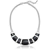Nine West womens Silver-Tone and Black Agate 16