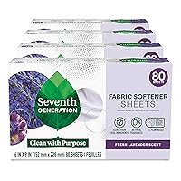 Dryer Sheets Fabric Softener Fresh Lavender Scent with 100% Essential Oils and Botanical Ingredients 80 Sheets (Pack of 4)