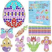 7pcs Easter Arts and Crafts Easter Egg Bunny Suncatchers Big Gem Diamond Painting for Kids Spring DIY Stained Glass Arts Crafts Gifts for Boys Girls Ages 4-8-12 Home School Window Decor